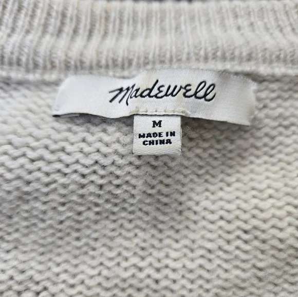 Madewell Merino Wool Long Sleeve Lace Up Front Cream Oatmeal Sweater Dress M - Picture 10 of 11